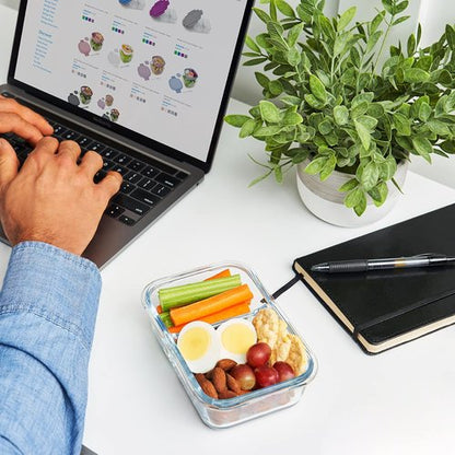 Bentgo® Glass Snack Container - Leak-Proof, Airtight, 2-Compartment Design - 1.75 Cup Capacity (Purple)