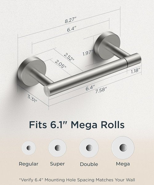 FORIOUS Toilet Paper Holder - Rustproof Double Post Pivoting Design | 2-Pack Stainless Steel Dispenser