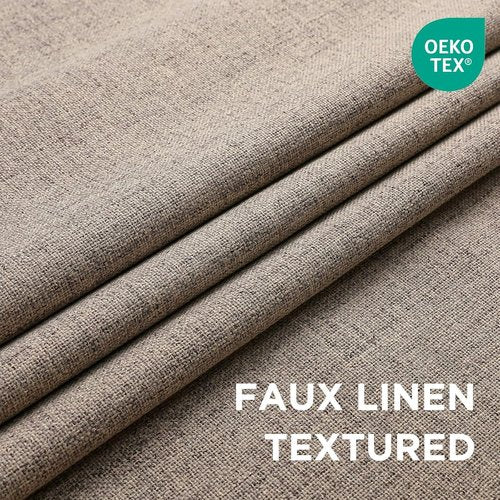 CUCRAF 100% Blackout Window Curtains - Thermal Insulated Grommet Drapes | 84-Inch Long, Light Khaki, 2 Panels Set