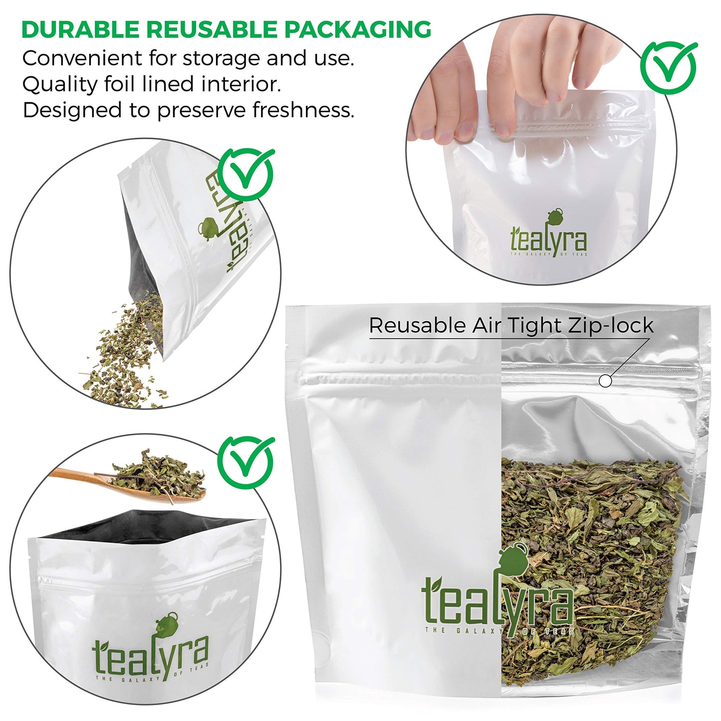 Tealyra - Moroccan Mint - Gunpowder - Peppermint - Spearmint - Famous Green Loose Leaf Tea - Caffeine Level Low - Hot or Iced Tea - All Natural - 110g (4-ounce)