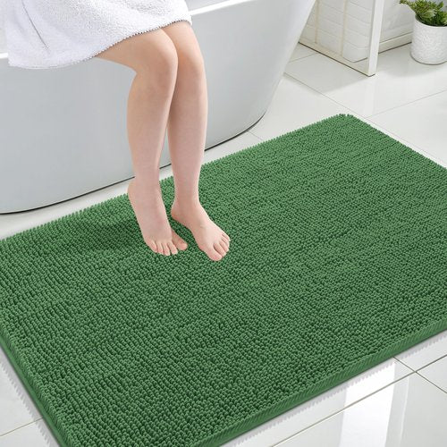 OLANLY Bathroom Rugs 44x32, Extra Soft Absorbent Chenille Bath Rugs, Rubber Backing Quick Dry, Machine Washable Bath Mats for Bathroom Floor, Tub and Shower, Home Decor Accessories, Olive Green