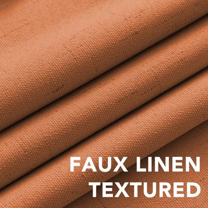 H.VERSAILTEX Linen Blackout Curtains Durable Thick Textured Linen Look 100% Blackout Patio Door Curtain Anti Rust Grommet Extra Wide Sliding Door Curtain Panel, Orange, W100 x L84 inch