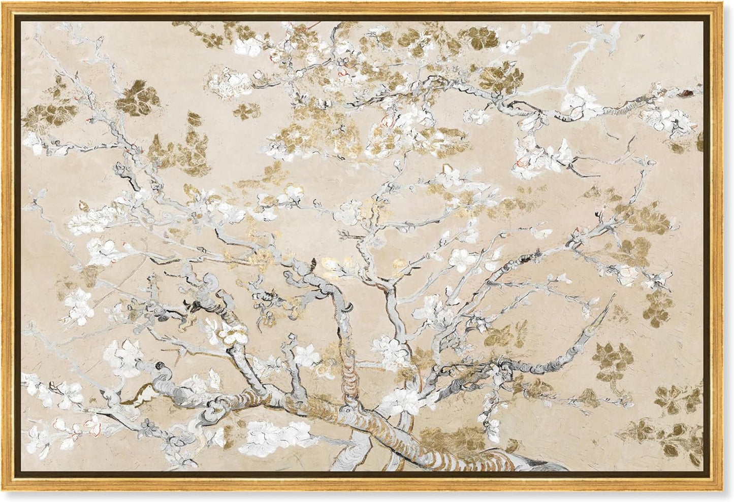 Oliver Gal Canvas Print - Van Gogh in Golden Blossoms Wall Art for Living Room & Bedroom | 36" x 24" Gold Frame