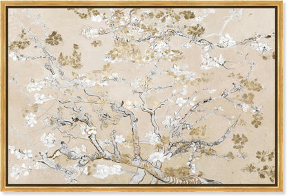 Oliver Gal Canvas Print - Van Gogh in Golden Blossoms Wall Art for Living Room & Bedroom | 36" x 24" Gold Frame