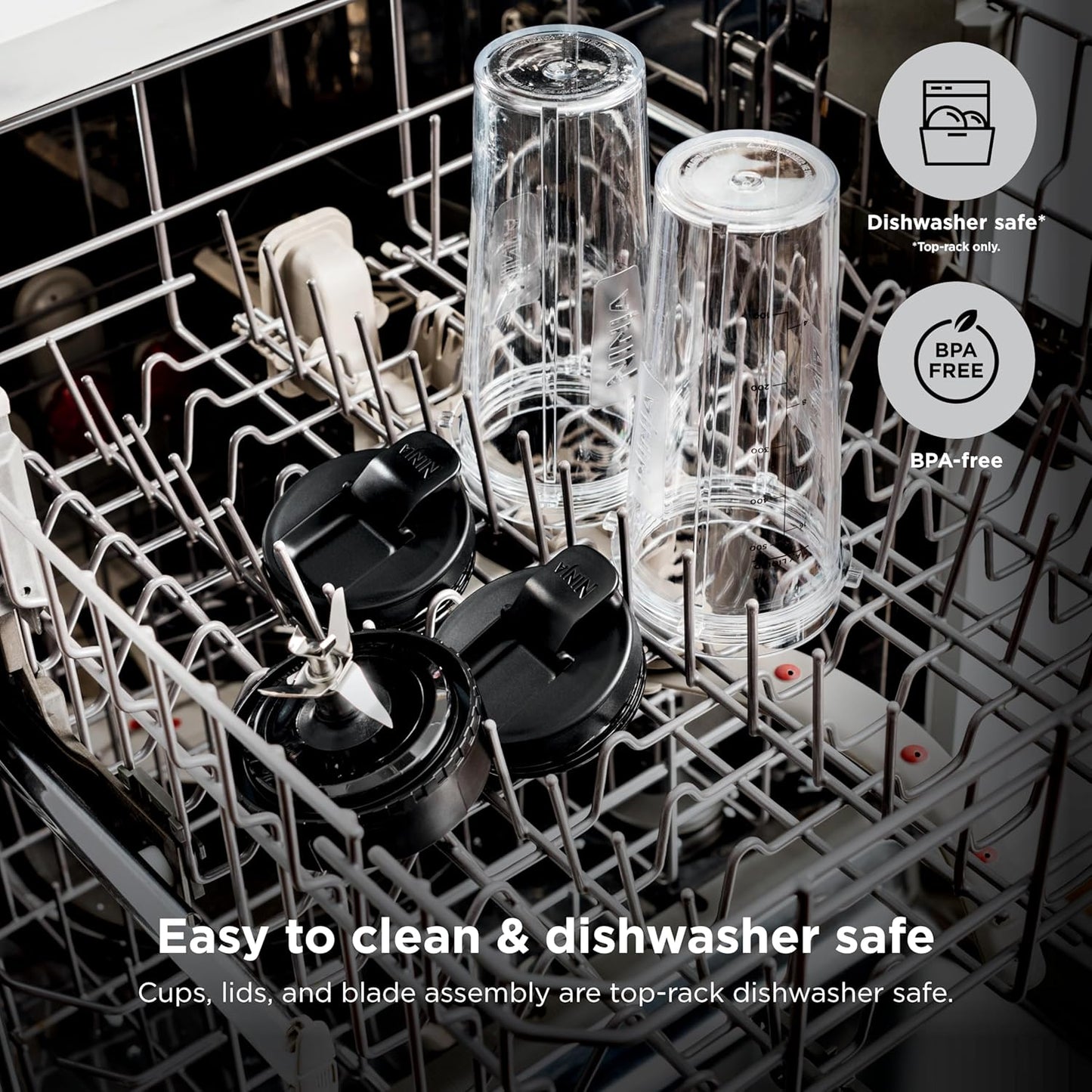 Ninja Fit Compact Personal Blender - Portable Smoothie Maker with 2 To-Go Cups & Lids | 700W | Black | QB3001SS