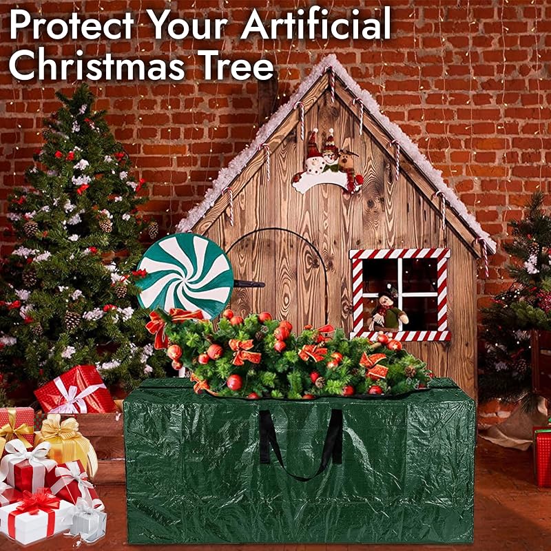 Green 7.5 ft Christmas Tree Storage Bag – Heavy Duty, Waterproof with Reinforced Handles & Zipper (Variation: Green)