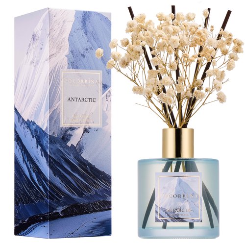 COCORRÍNA Reed Diffuser - Antarctic 6.7 Fl.oz Reed Diffuser Set with 8 Sticks & Preserved Baby's Breath, Reed Diffuser for Home Bathroom Shelf Decor