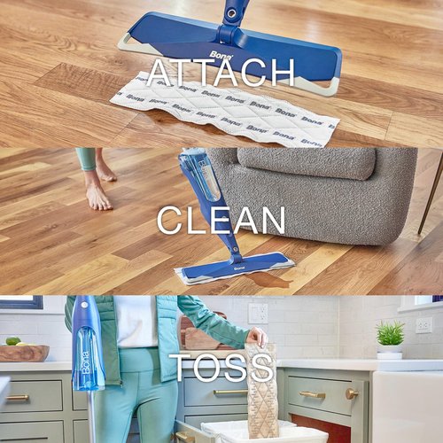 Bona Multi-Surface Floor Cleaning Pads - 18 Refills - Heavy-Duty, Disposable, Microfiber Pads for Easy Floor Cleaning