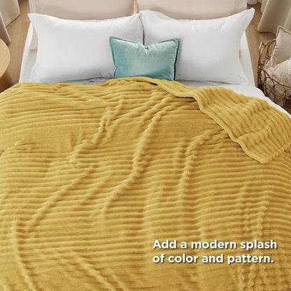 Bedsure GentleSoft California King Size Blanket - Cozy Yellow Fleece Throw for Women, 102x96 Inches