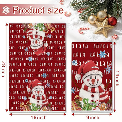 Christmas Kitchen Towels Set of 2 18x28in Snowman Santa - Red/Green Variation