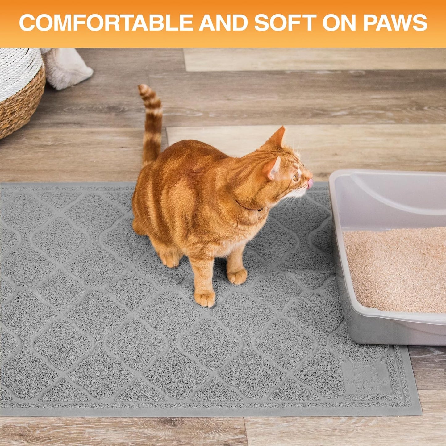 Neater Pets Cat Litter Mat - Thick & Durable Trapper Pad | Soft on Paws, Anti-Skid, Easy to Clean, Grey