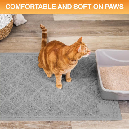 Neater Pets Cat Litter Mat - Thick & Durable Trapper Pad | Soft on Paws, Anti-Skid, Easy to Clean, Grey