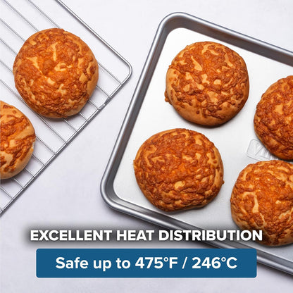 Viking Premium Nonstick Ceramic Baking Pans Set - PFAS-Free Heavy Gauge Bakeware | 5-Piece Oven Safe Set in Silver