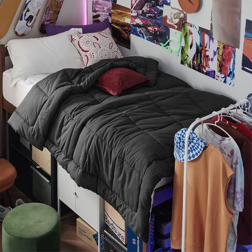 Bedsure Comforter Duvet Insert - All-Season Twin Size Quilted Down Alternative Bedding, Black 88 x 68 Inches