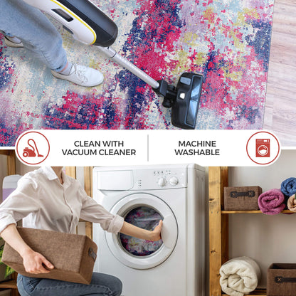 LuuL Home Non Slip Rugs 5x7 Modern Abstract Easy Silk Rubber Backing Soft Area Rug for Living Room Easy to Clean Non Shedding Kitchen for Bedroom Indoor Carpet (Lilac - Purple, 5x7)