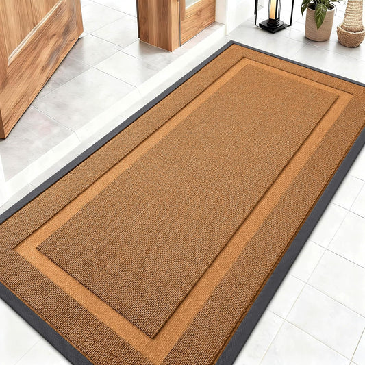 OLANLY Indoor Outdoor Front Door Mat - Waterproof All-Weather Doormat, Easy Clean, 47x23, Tangerine Orange
