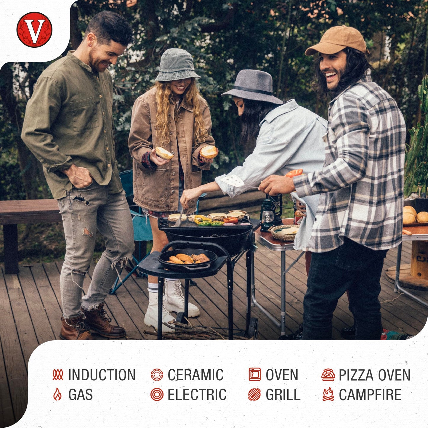 Victoria Cast Iron Round Skillet with Double Loop Handles, Made in Colombia, 10 Inches