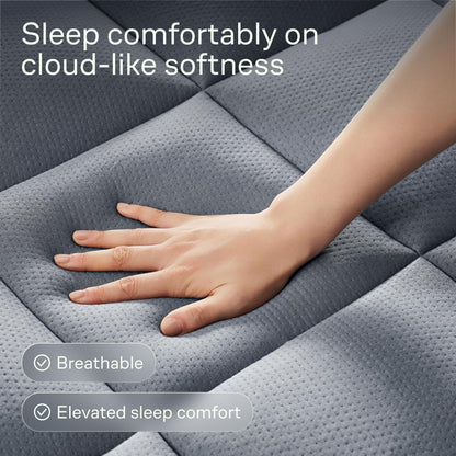 Ultra Soft Queen RV Size Mattress Topper - Viscose Made from Bamboo Pillow Top Mattress Pad for Full Body Support - Naturally Cooling for Hot Sleepers, Gray