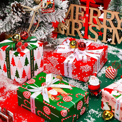 Wrapaholic Christmas Wrapping Paper Roll - Jumbo 30 Inch Gnome Elf Holiday Design | 4 Rolls, 120 Inch Each