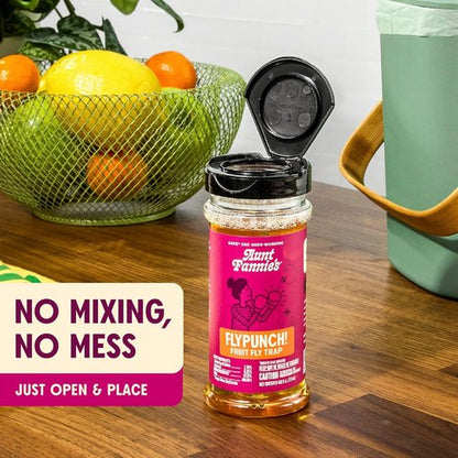 Aunt Fannie's FlyPunch Fruit Fly Trap - Plant-Based, Safe for Food, Lasts 30 Days | 1 Bottle