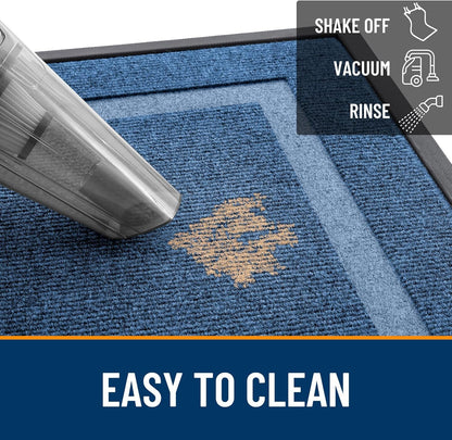 OLANLY Indoor Outdoor Front Door Mat - Waterproof All-Season Doormat, Sturdy Rubber, Easy Clean | 35x23, Light Blue