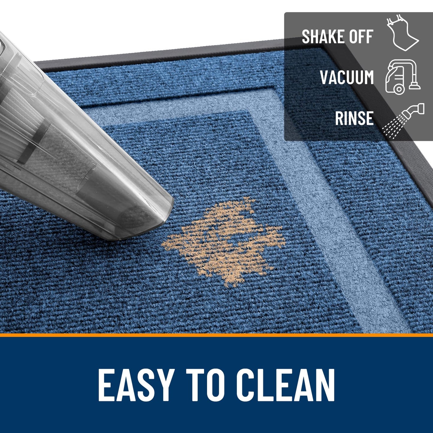 OLANLY Front Door Mat Indoor Outdoor Entrance, Waterproof All-Season, All-Weather Doormat, Sturdy Natural Rubber, Fade Resistant, Low Profile, Easy Clean Patio Porch Entryway Mat, 47x32, Light Blue