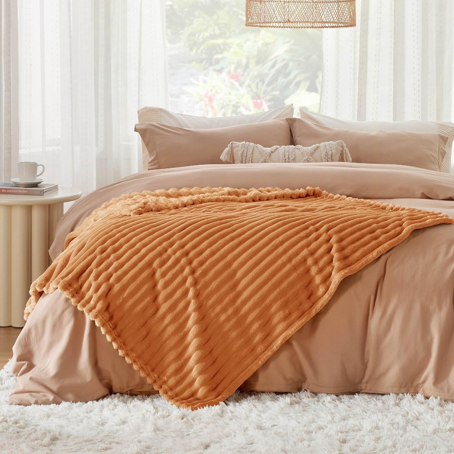 Bedsure GentleSoft Orange Fall Throw Blanket - Cozy 50x60 Inch Soft Blanket for Couch & Girls