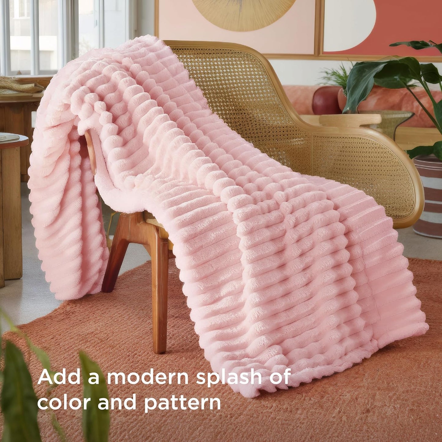 Bedsure GentleSoft Twin Blanket - Super Soft Coral Pink Fleece for Cozy Comfort | 60x80 Inches