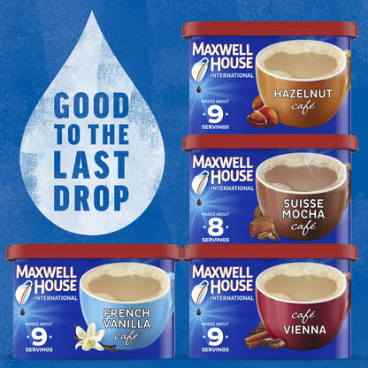 Maxwell House International Variety Pack with French Vanilla (Suisse Mocha, Hazelnut, and Vienna Café-Style Instant Coffee Beverage Mix, 4 ct Pack)