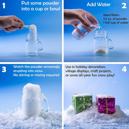 PREXTEX Instant Snow Powder - Creates 2 Gallons of Realistic Artificial Snow - Ideal for Winter Decor, Crafts & Play