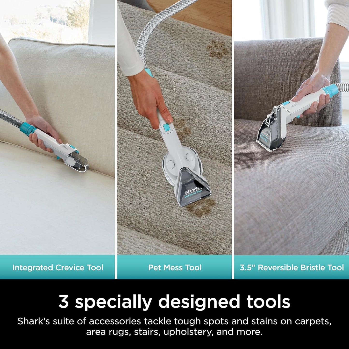 Shark StainStriker Portable Carpet Cleaner - Pet Mess Extractor & Odor Remover | White PX201