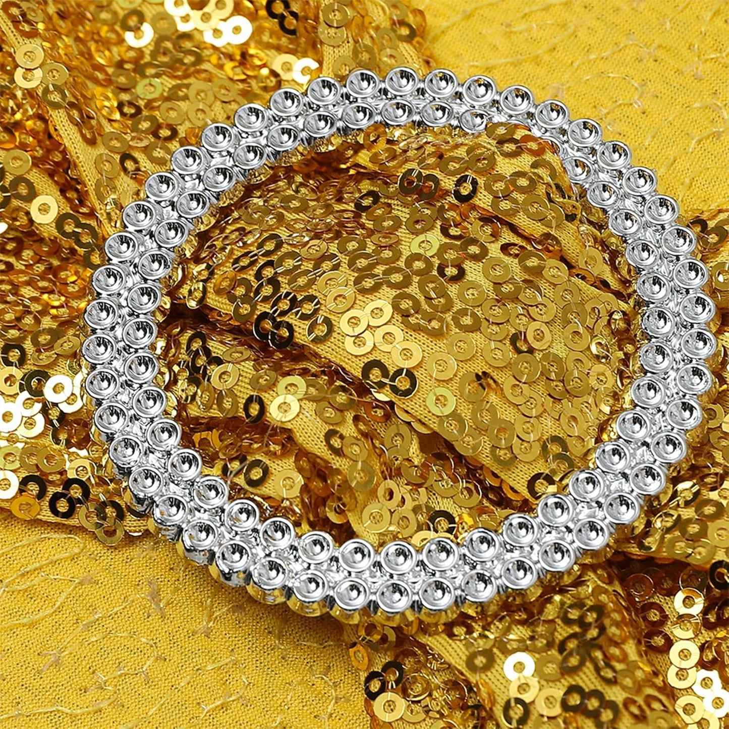 Spandex Sequin Chair Sashes - Pack of 100 Gold Wedding & Party Decor | Perfect for Baby Showers