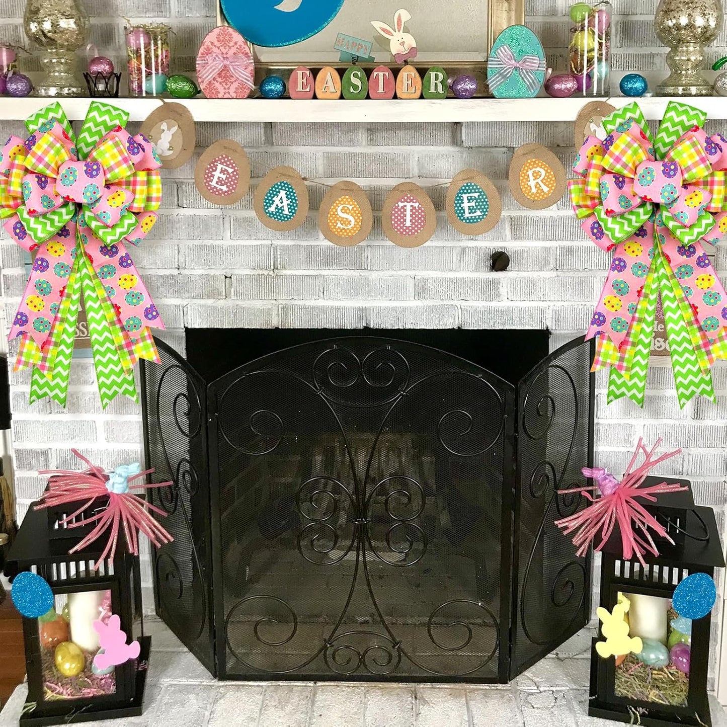 Montekin Large Easter Bows - 20x11 Inch Pre-Tied Wired Ribbon Bows for Wreaths & Tree Toppers | Yellow, 2 Pack
