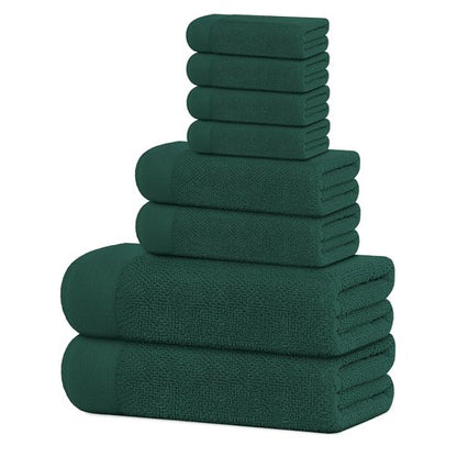 Tens Towels Pack of 8 Popcorn Textured Luxury Towels Set, 2 Extra Large Bath, 2 Hand, 4 Washcloths, 100% Cotton, Plush Hotel Quality, Super Absorbent, Perfect for Your Bathroom, Hunter Green