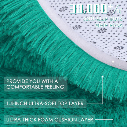OLANLY 5x7 Soft Fluffy Shag Area Rug - Machine Washable Indoor Carpet for Living Room & Bedroom | Teal Green