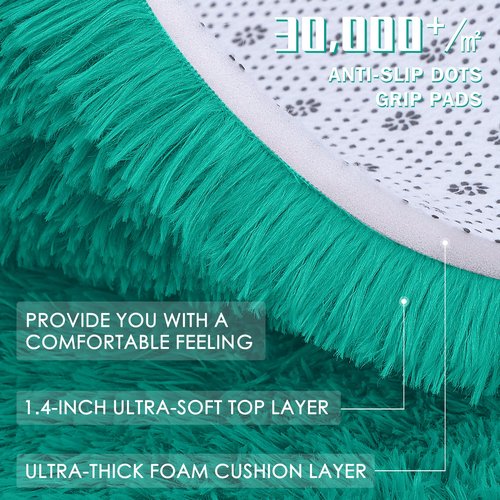 OLANLY 9x12 Machine Washable Large Area Rugs for Living Room, Bedroom, Soft Fluffy Shaggy Bedside Rug, Indoor Floor Carpet for Kids Girls and Boys, Dorms, Nursery, Home Decor Aesthetic, Teal Green