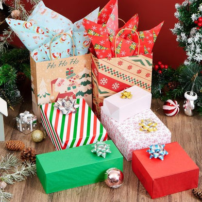 Joiedomi Christmas Tissue Paper - 150 Assorted Sheets for Easy Gift Wrapping | Perfect for Boxes & Wine Bottles