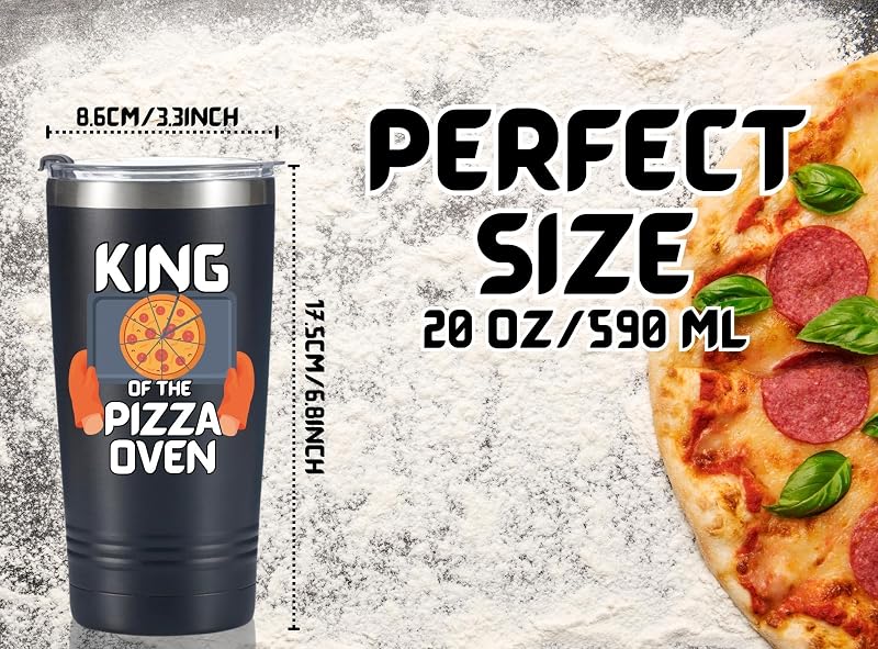 Pizza Themed Stainless Steel Tumbler with Lid & Straw – 20oz Gift for Pizza Lovers