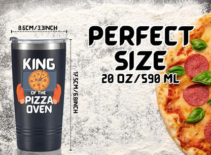 Pizza Themed Stainless Steel Tumbler with Lid & Straw – 20oz Gift for Pizza Lovers
