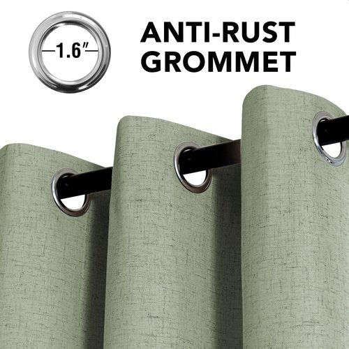 H.VERSAILTEX Linen Curtains 100% Blackout Curtains for Bedroom 45 inch Long Full Light Blocking Nature Linen Blended Window Curtains for Living Room Nickel Grommet (2 Panels, Heathered Tea)