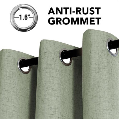 H.VERSAILTEX Linen Curtains 100% Blackout Curtains for Bedroom 45 inch Long Full Light Blocking Nature Linen Blended Window Curtains for Living Room Nickel Grommet (2 Panels, Heathered Tea)