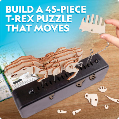 National Geographic 3D T. Rex Dinosaur Puzzle - 50-Piece Motorized Model Kit with Light-Up Base & 8 Settings