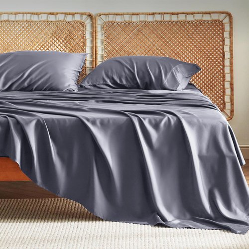 Bedsure Cooling Sheets - Breathable Viscose Bamboo Full Size Bed Set | Deep Pocket Dark Grey