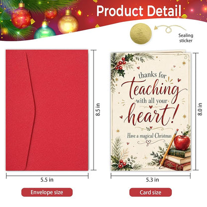 Heollaok Christmas Card for Teacher – White Greeting Card Set