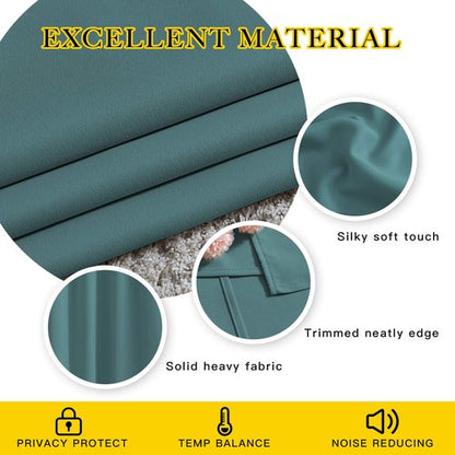 NICETOWN Room Darkening Curtain Panels - Home Fashion Ring Top Thermal Insulated Room Darkening Curtains for Bedroom/Living Room (2 Panels, 80" Wide by 95" Long, Sea Teal)