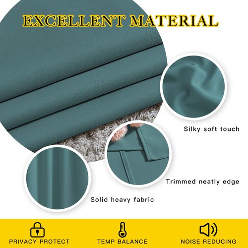 NICETOWN Sea Teal Blackout Curtains 102 inch Length, Grommet Energy Saving Thermal Drapes Sound Reducing Heat Blocking Window Treatments for Living Room, 2 Panels, W52 x L102