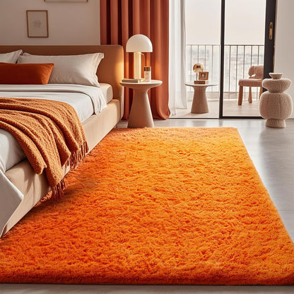 Ophanie Orange Fall Area Rug - Plush Soft Shaggy Carpet for Bedroom & Living Room | 4x6 Indoor Decor