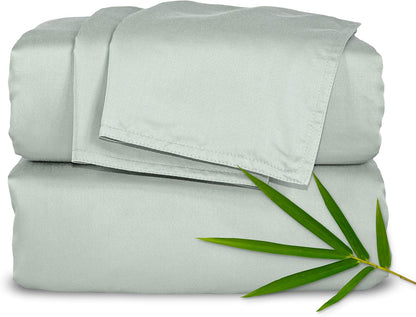 Pure Bamboo Split King Sheets - 100% Organic Viscose Bed Sheet Set, Soft & Cooling, Sea Glass Color