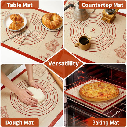 Skiennix Silicone Baking Pastry Mat - 26x16 Inch Nonstick Dough Rolling Sheet for Cookies & Bread