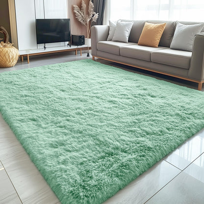 OLANLY 5x8 Machine Washable Large Area Rugs for Living Room, Bedroom, Soft Fluffy Shaggy Bedside Rug, Indoor Floor Carpet for Kids Girls and Boys, Dorms, Nursery, Home Decor Aesthetic, Mint Green